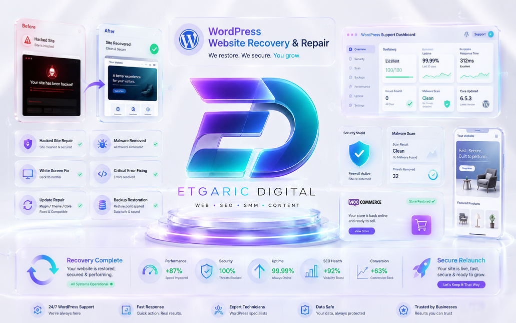 המחשה: שחזור ותיקון אתר WordPress לאחר תקלה או פריצה